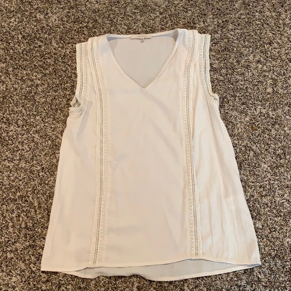 EUC beige tank with crotchet detail